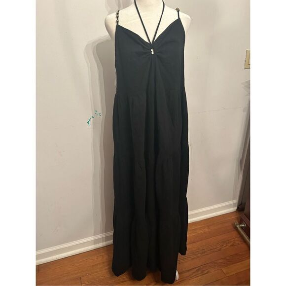Charlie Holiday Women's Black Harlow Keyhole Cotton Maxi Dress Size US 8 - Picture 4 of 10